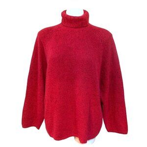 Vintage NEW Sigrid Olsen Red Wool Sweater 90s Oversized Boxy Angora